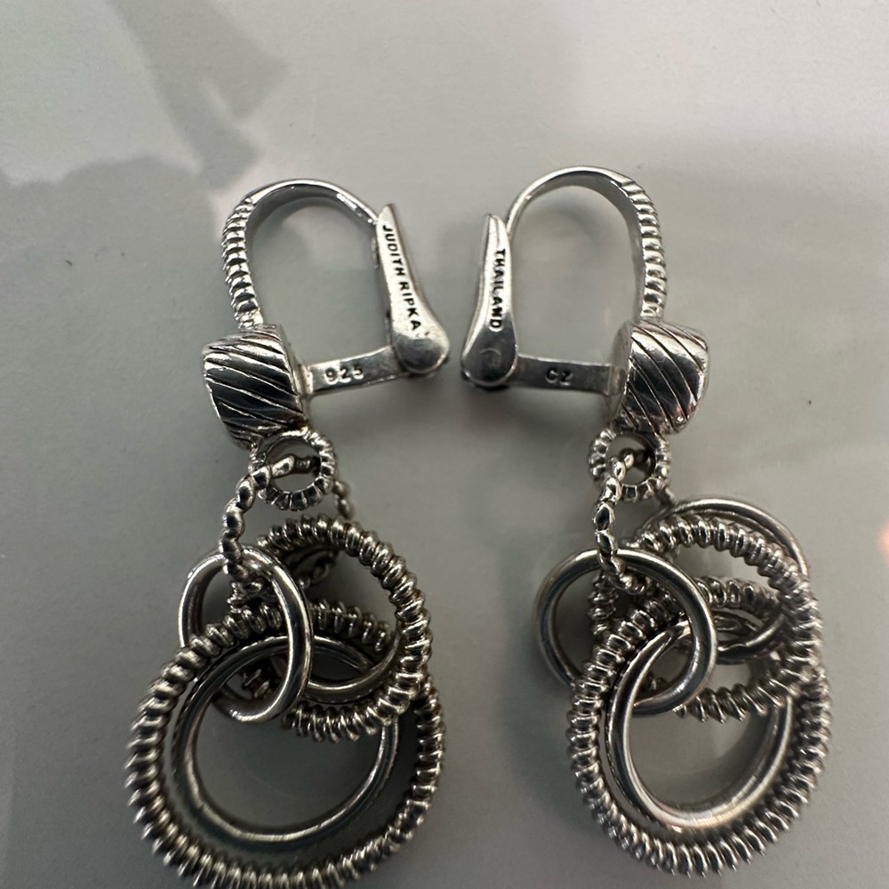 Judith Ripka Silver Loop Earrings - image 4